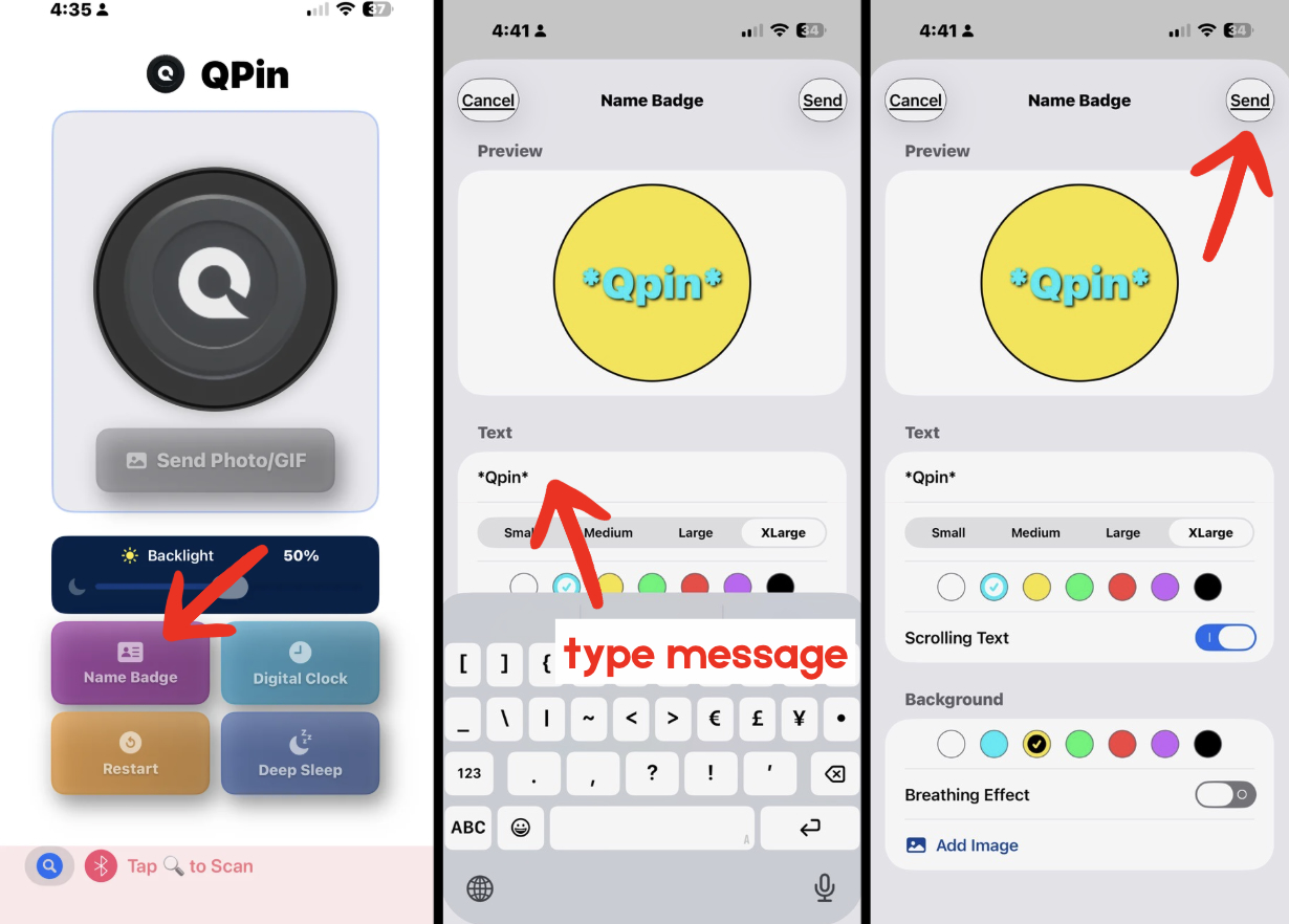 Creating a name badge in the QPIN Connect app
